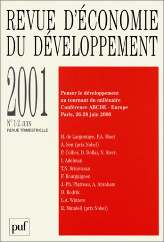 Revue d'économie du développement, n° 1-2 (2001). Penser le développement au tournant du millénaire 