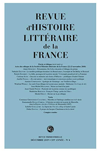 Revue d'Histoire littéraire de la France (4 - 2019, 119e année - n° 4)