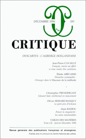 Critique, n° 595. Descartes, l'auberge hollandaise