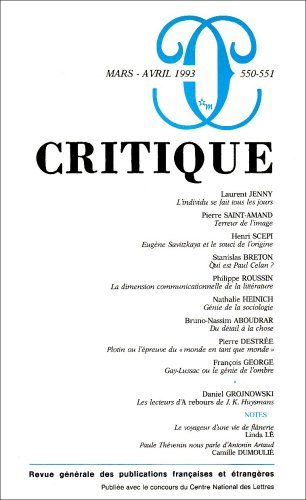 Revue Critique, numéros 550-551
