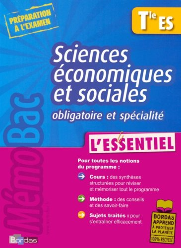 Sciences économiques et sociales obligatoire et spécialité, terminale ES