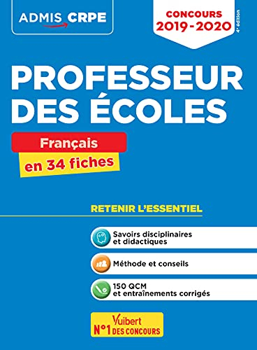Professeur des écoles : français en 34 fiches : concours 2019-2020
