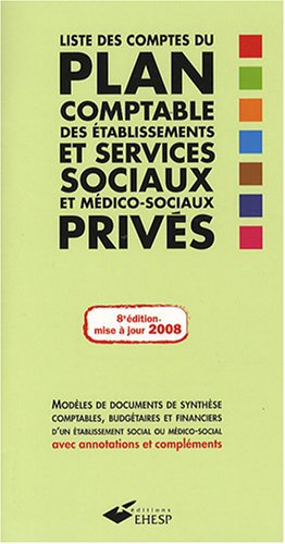 Liste des comptes du plan comptable des établissements et services sociaux et médico-sociaux privés 