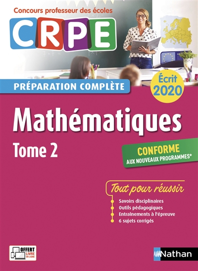 Mathématiques : CRPE, préparation complète, écrit 2020 : conforme aux nouveaux programmes. Vol. 2