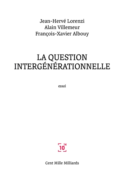 La question intergénérationelle : essai