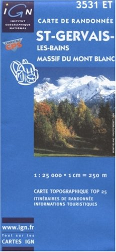 Carte de randonnée : Saint-Gervais - Massif du Mont-Blanc