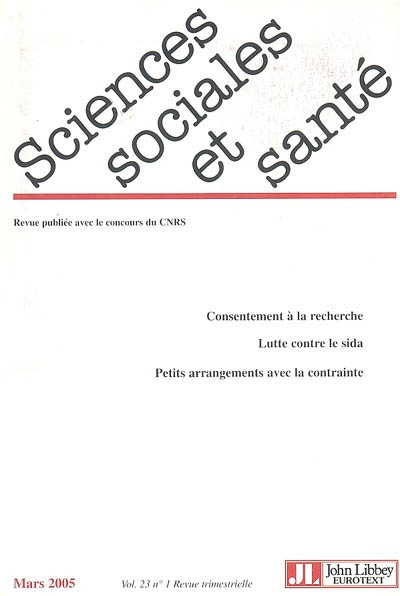 Sciences sociales et santé, n° 1 (2005)
