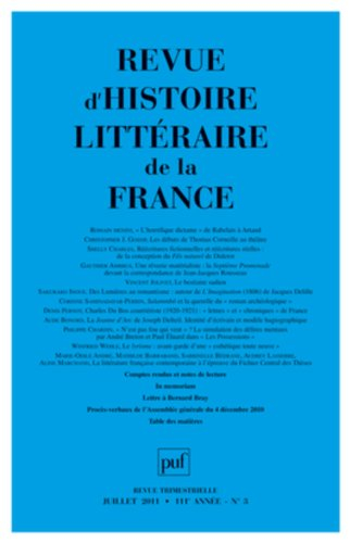 Revue d'histoire littéraire de la France, n° 3 (2011)