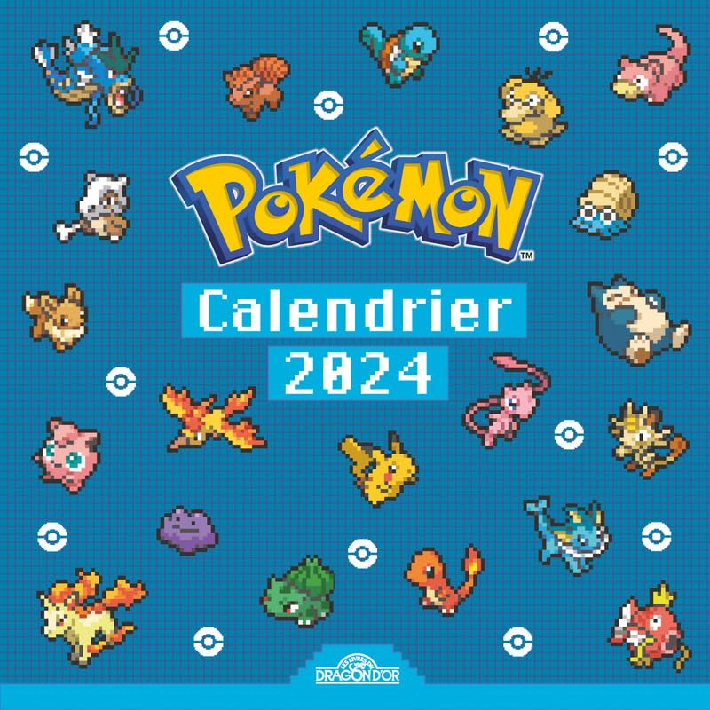 Pokémon Calendrier Pixel Art Bonne année 2024 avec Pokémon