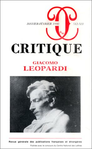 Critique, n° 169. Giacomo Leopardi