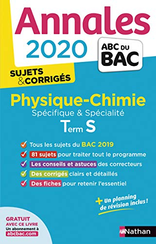Physique chimie terminale S spécifique & spécialité : annales bac 2020, sujets & corrigés