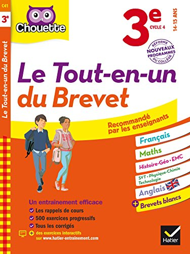 Le tout-en-un du brevet, 3e, cycle 4, 14-15 ans : français, maths, histoire-géo, EMC, SVT, physique-