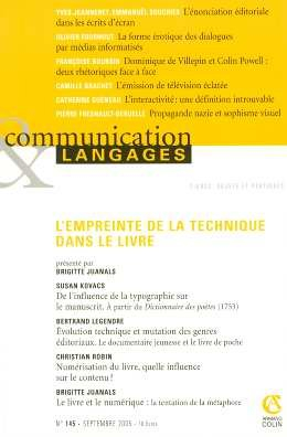 Communication & langages, n° 145. Les empreintes techniques du livre