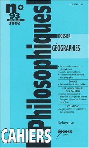 Cahiers philosophiques, n° 93. Géographies