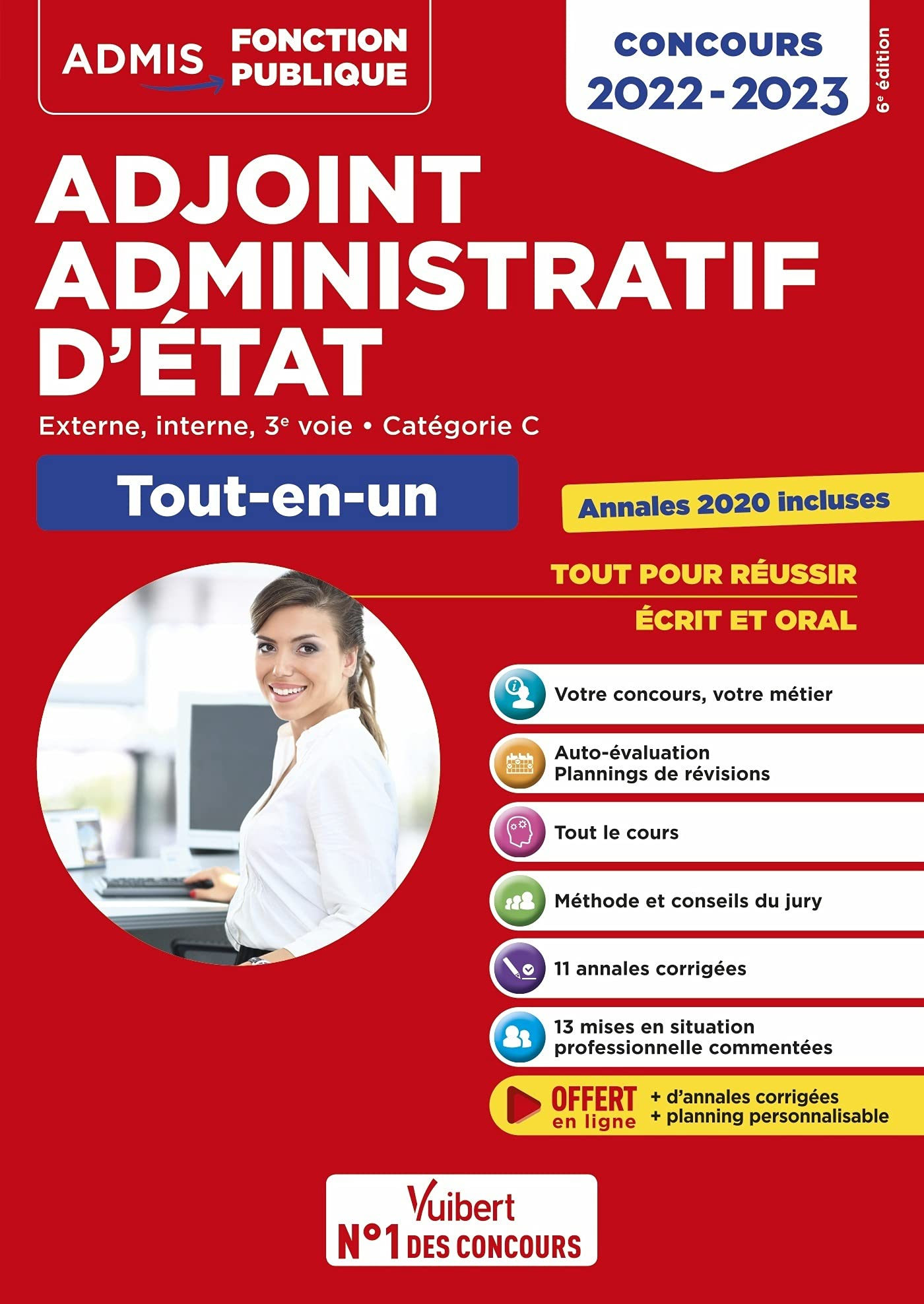 Adjoint administratif d'Etat : externe, interne, catégorie C : tout-en-un, concours 2022-2023