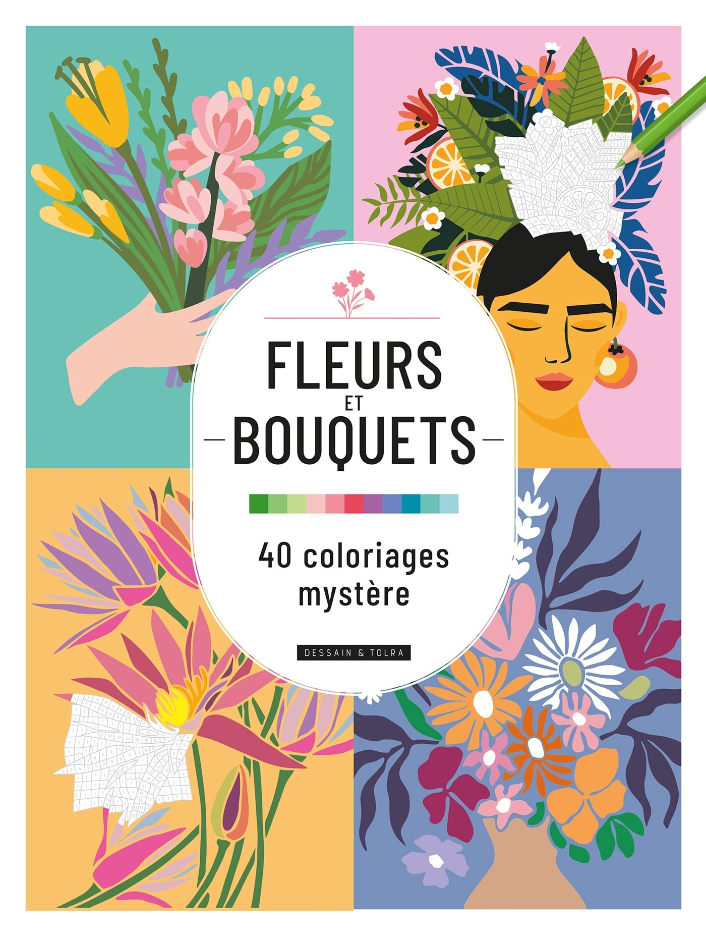 Fleurs : 40 coloriages mystère