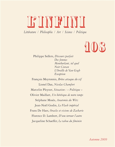 Infini (L'), n° 108