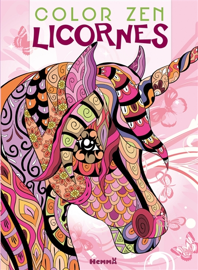 Licornes : color zen : fond printanier