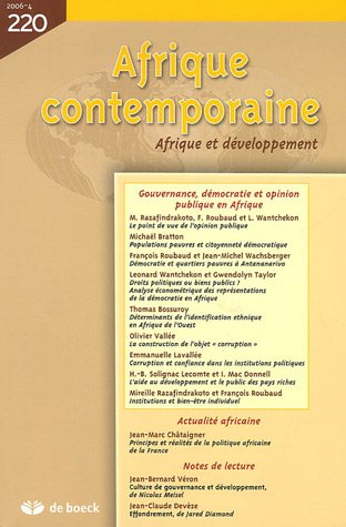 Afrique contemporaine, n° 220. Afrique et développement : gouvernance, démocratie et opinion publiqu