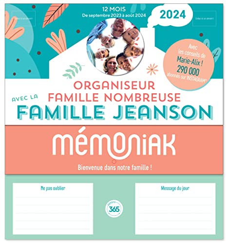 Organiseur familial spécial famille nombreuse avec la famille Jeanson 2024 : 12 mois, de septembre 2