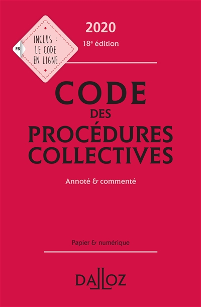 Code des procédures collectives 2020 : annoté & commenté