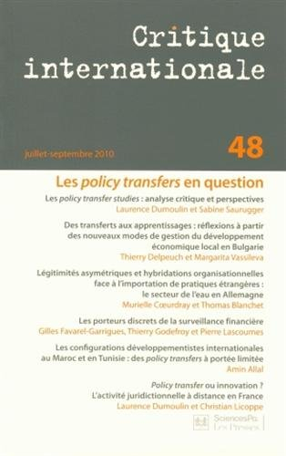 Critique internationale, n° 48. Les policy transfers : innovations et circulation de modèles de prof