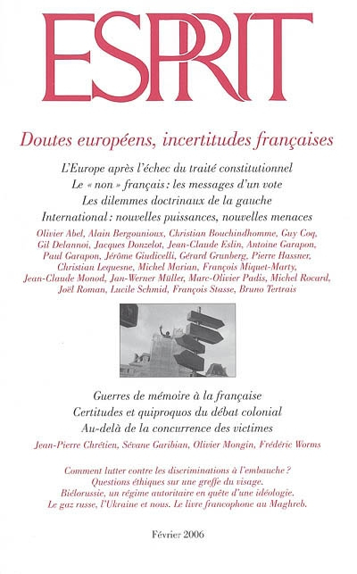 Esprit, n° 322. Doutes européens, incertitudes françaises