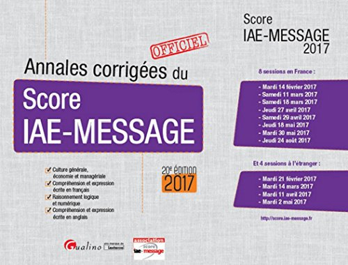 Annales corrigées du Score IAE-Message : 2017