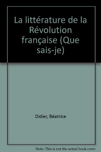 litterature revolution francaise