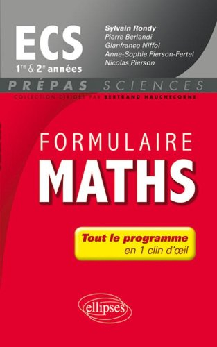 Formulaire maths ECS 1re et 2e années