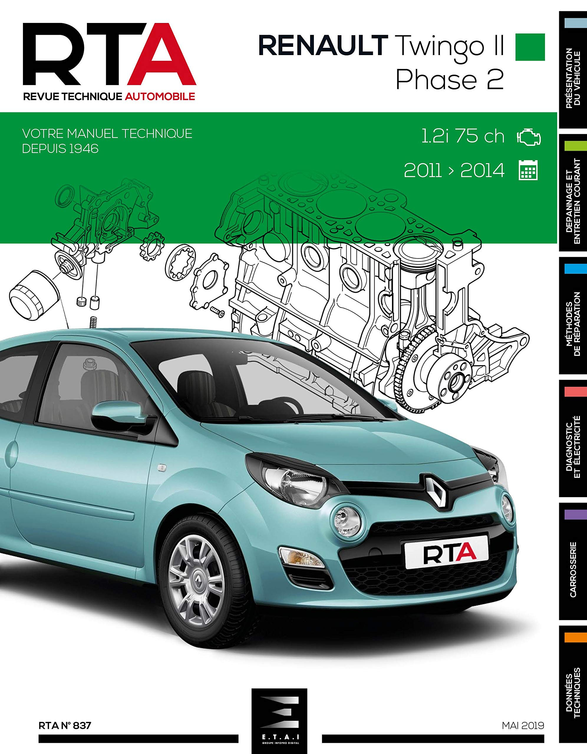 Revue technique automobile, n° 837. Renault Twingo phase 2, 3 portes, 2011-2014