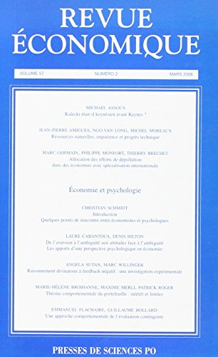 Revue économique, n° 57-1. Economie et psychologie