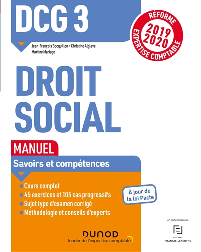 DCG 3, droit social : manuel, savoirs et compétences : 2019-2020