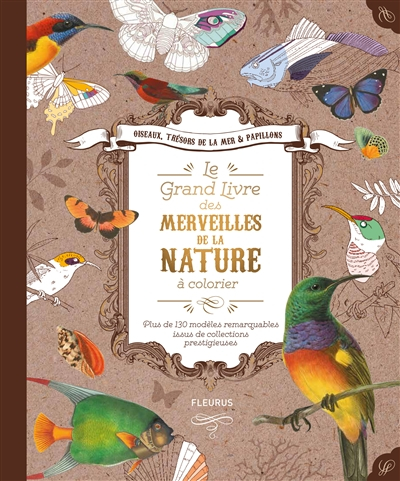 Le grand livre des merveilles de la nature à colorier : oiseaux, trésors de la mer & papillons : plu