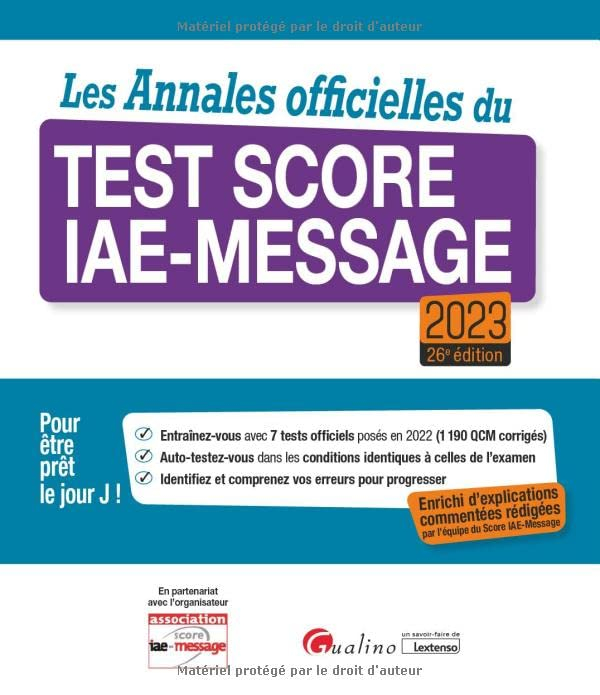 Les annales officielles du test Score IAE-Message 2023