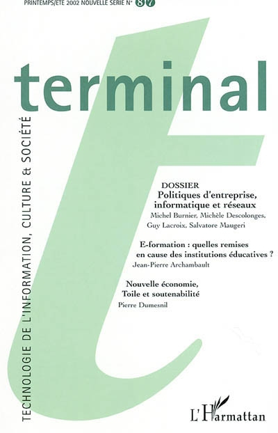 Terminal, n° 87. Politiques d'entreprise, informatique et réseaux
