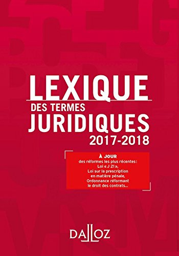 Lexique des termes juridiques 2015-2016