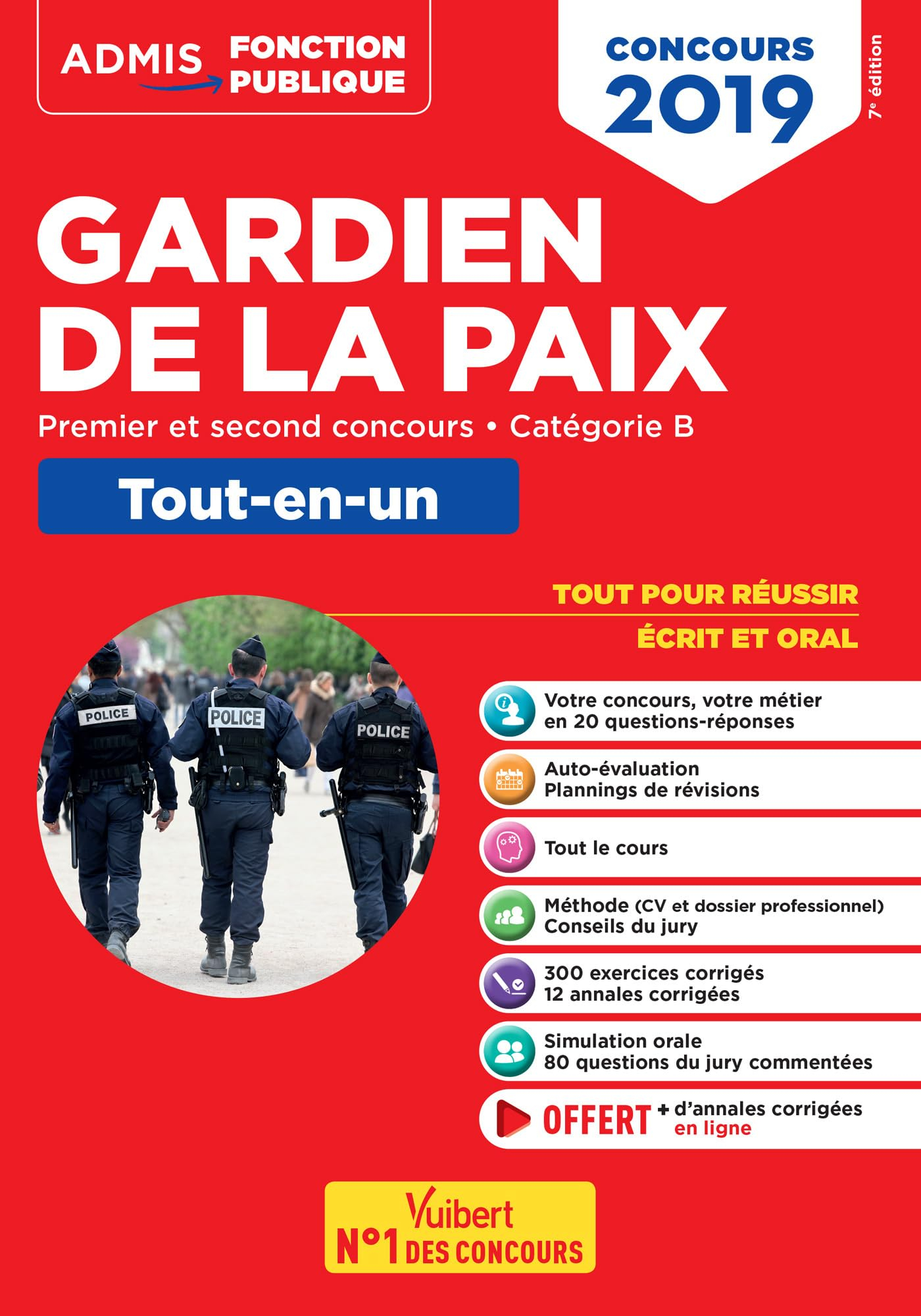 Concours gardien de la paix : premier et second concours, catégorie B : tout-en-un, concours 2019
