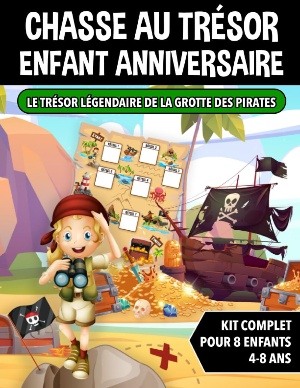 Chasse au Trésor Enfant Anniversaire Pirates: Kit Complet pour Enfants de 4 à 8 ans - Carte au Tréso