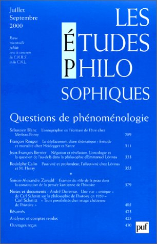 Etudes philosophiques (Les), n° 3. Questions de phénoménologie