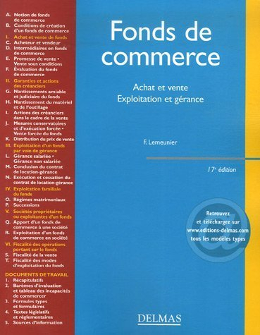 Fonds de commerce : achat et vente, exploitation et gérance