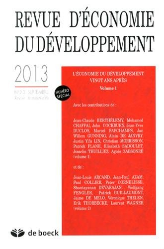 Revue d'économie du développement, n° 2-3 (2013). L'économie du développement vingt ans après, 1