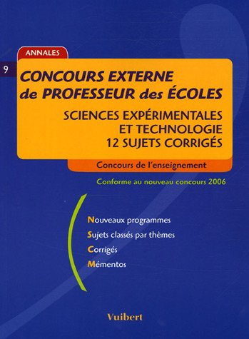 concours externe de professeur des ecoles : sciences expérimentales et technologie 12 sujets corrigé