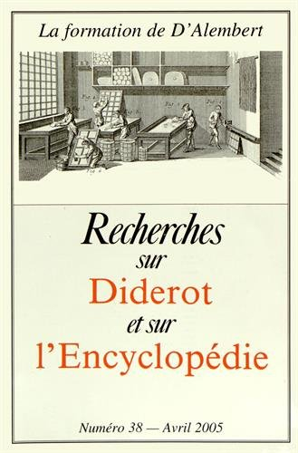 Recherches sur Diderot et sur l'Encyclopédie, n° 38. La formation de D'Alembert