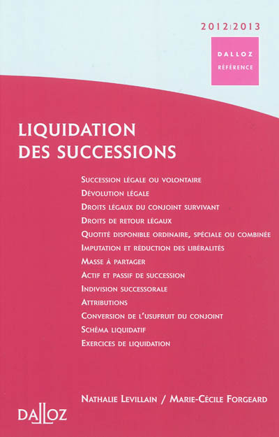 Liquidation des successions : 2012-2013