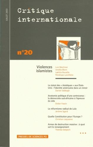 Critique internationale, n° 20. Violences islamistes