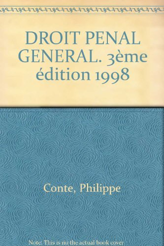 droit penal general. 3ème édition 1998