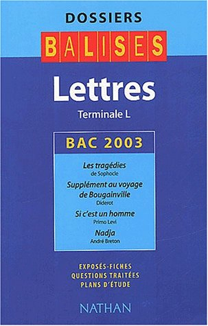 Lettres, Terminale L : Bac 2003, Les tragédies de Sophocle, Supplément au voyage de Bougainville de 
