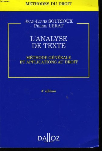 l'analyse de texte : méthode générale et applications au droit