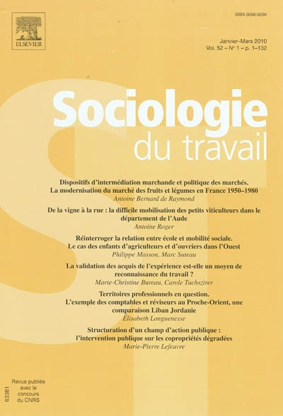 Sociologie du travail, n° 1 (2010)